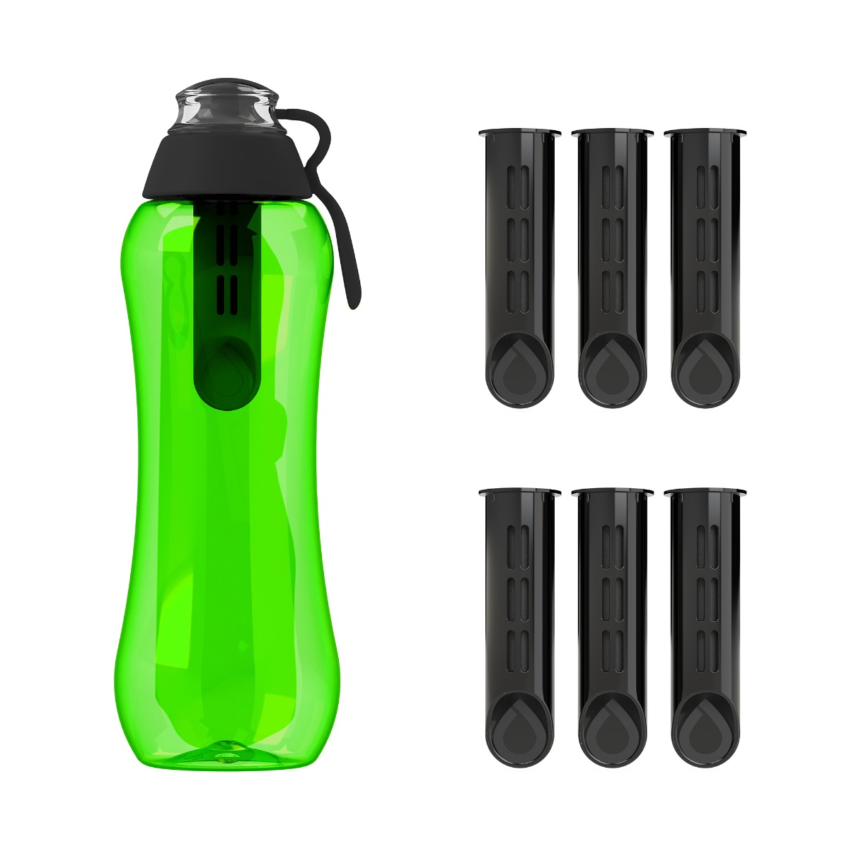 OUTLET Butelka filtrująca Dafi SOFT 0,5 l czarna zbiornik zielony z 7 filtrami