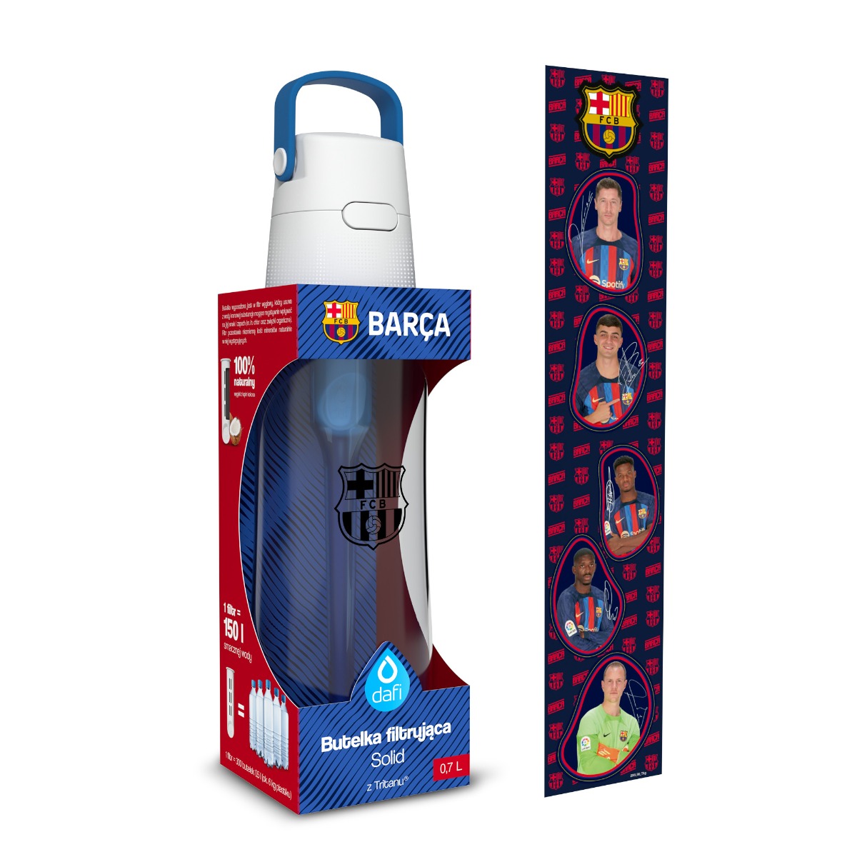 Butelka filtrująca Dafi SOLID FC Barcelona 0,7 l szafirowa z wkładem