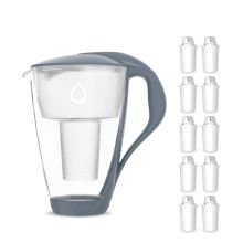 ZESTAW szklany dzbanek Dafi CRYSTAL LED 2 l stalowy + 10 wkładów Classic