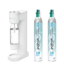 PushAir saturator wody Dafi biały/srebrny + 2x nabój CO2 + butelka 0,7