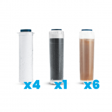 ZESTAW filtrów 4x polipropylenowy + 6x jonowymienne + węglowy