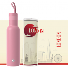 ZESTAW butelka termiczna EASY różana + kubek termiczny SELF Londyn