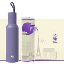 ZESTAW butelka termiczna EASY wrzosowa + kubek termiczny SELF Paryż