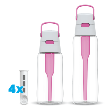Dwie butelki filtrujące Dafi Solid flamingowe 0,5 i 0,7 l z 4 filtrami