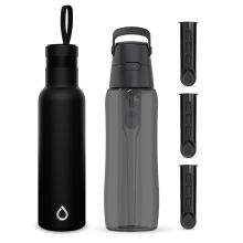 Zestaw Dafi Butelka filtrująca SOLID 0,7 czarna 4 filtry + Butelka termiczna EASY 490 ml