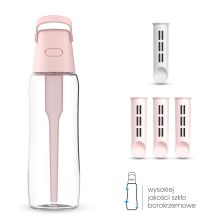 Szklana Butelka Filtrująca Dafi GLASS 0,6 Baby Pink 4x Filtr
