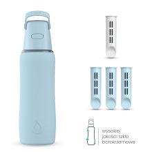 Szklana Butelka Filtrująca Dafi GLASS SiliconeFit 0,6 Dove Blue 4x Filtr