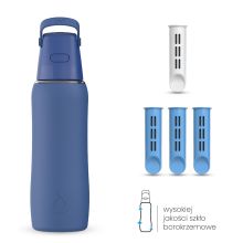 Szklana Butelka Filtrująca Dafi GLASS SiliconeFit 0,6 Navy Cobalt 4x Filtr