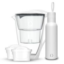 Dzbanek CRYSTAL biały LED 2 wkłady Unimax + butelka termiczna EASY