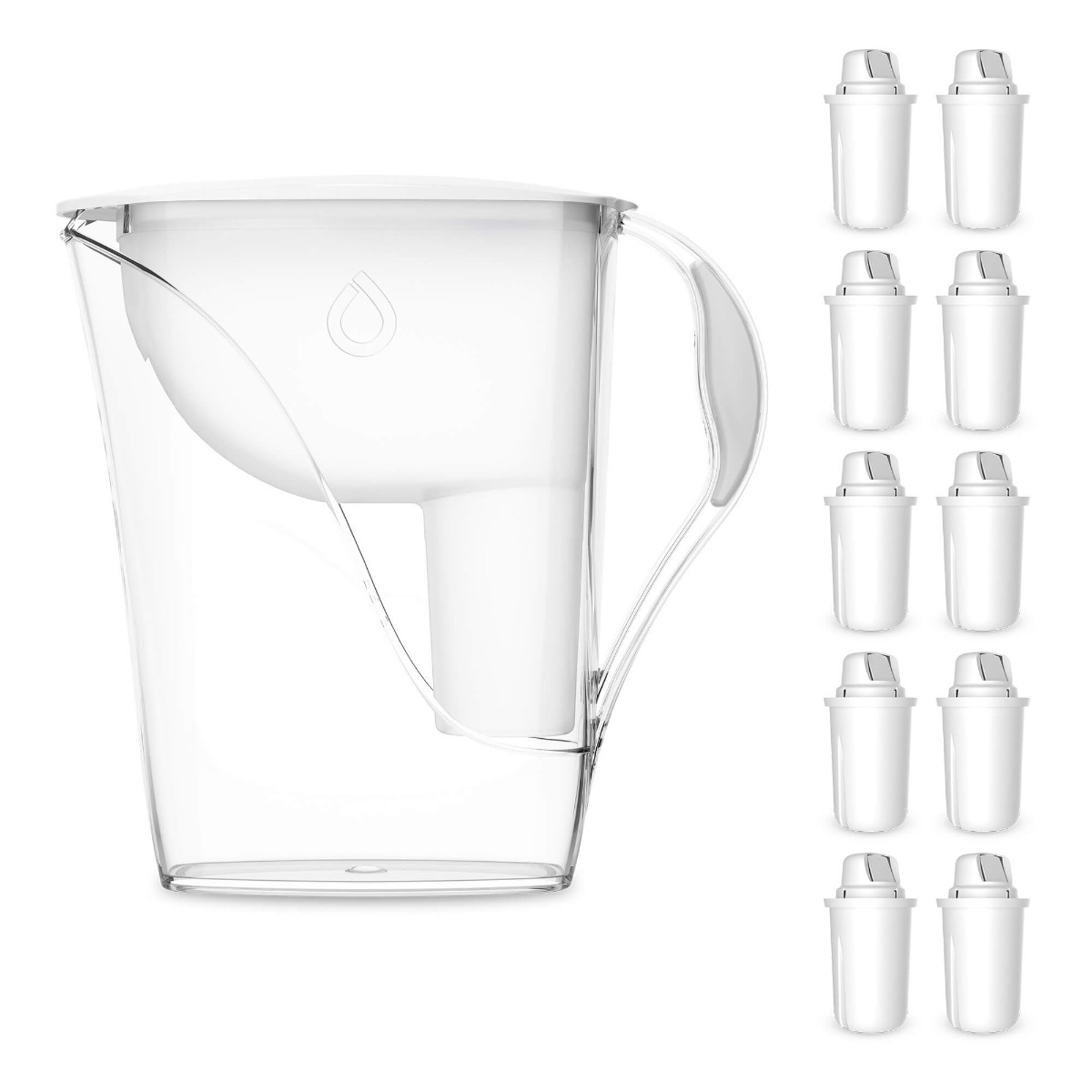 Zestaw dzbanek filtrujący Luna biały z 10 filtrami Classic