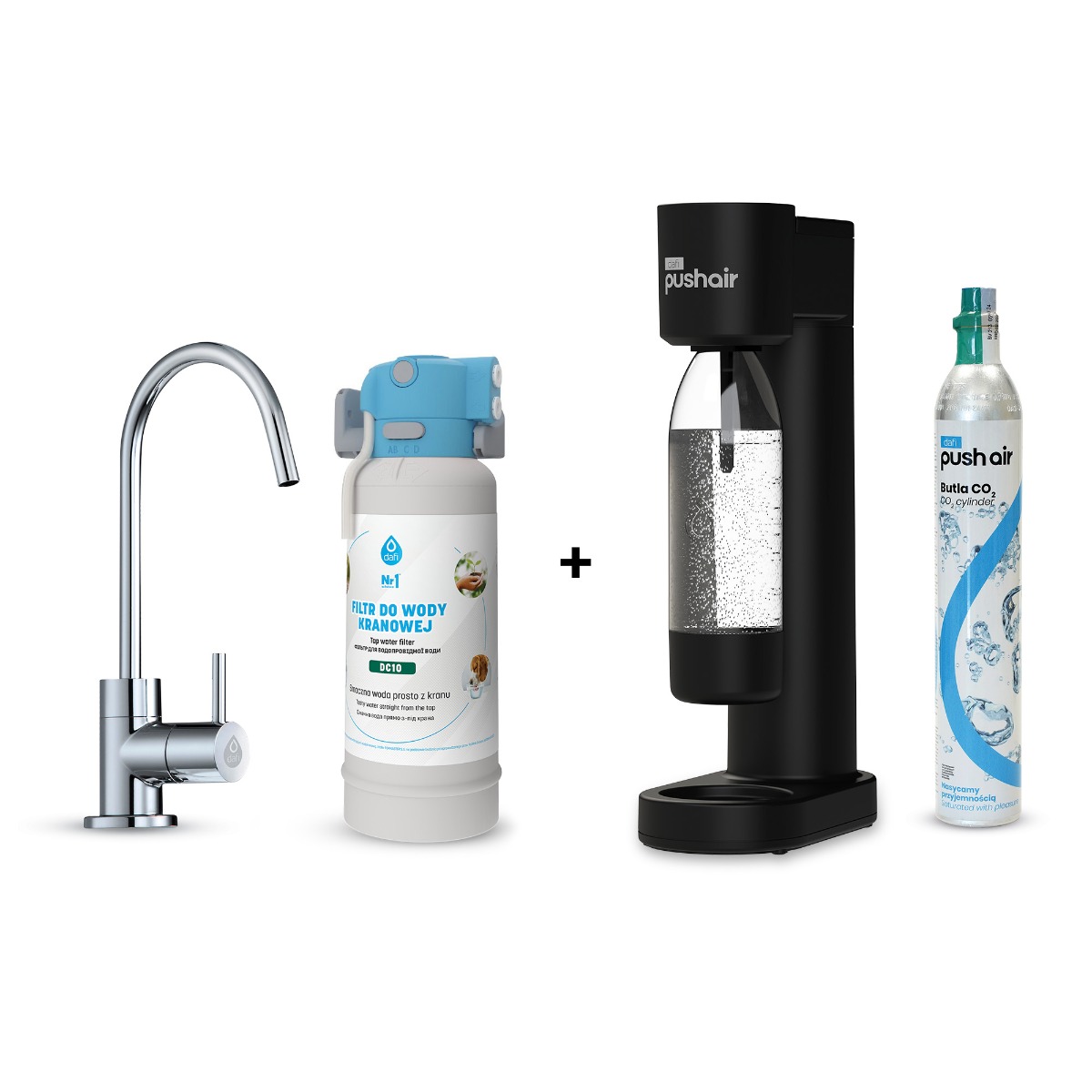 PushAir saturator nabój butelka + Flow Comfort DC10 bateria Alto chrom