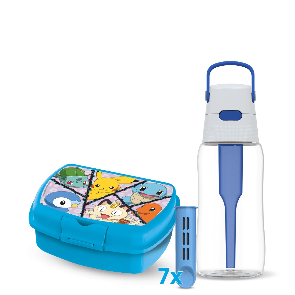 Butelka filtrująca Dafi SOLID 0,5 szafirowa 7 wkładów i lunchbox POKEMON