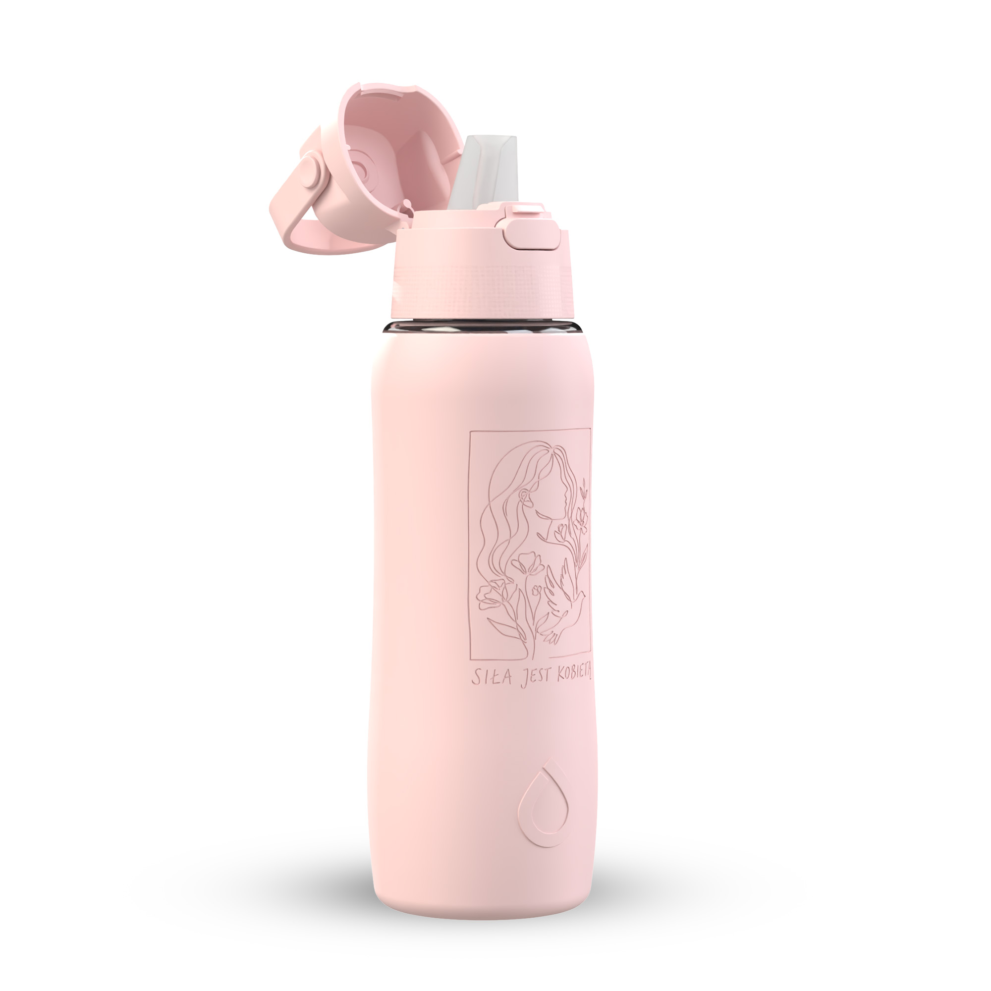 Butelka filtrująca Dafi SOLID SiliconeFit 0,7 l Baby Pink Laser SIŁA JEST KOBIETĄ