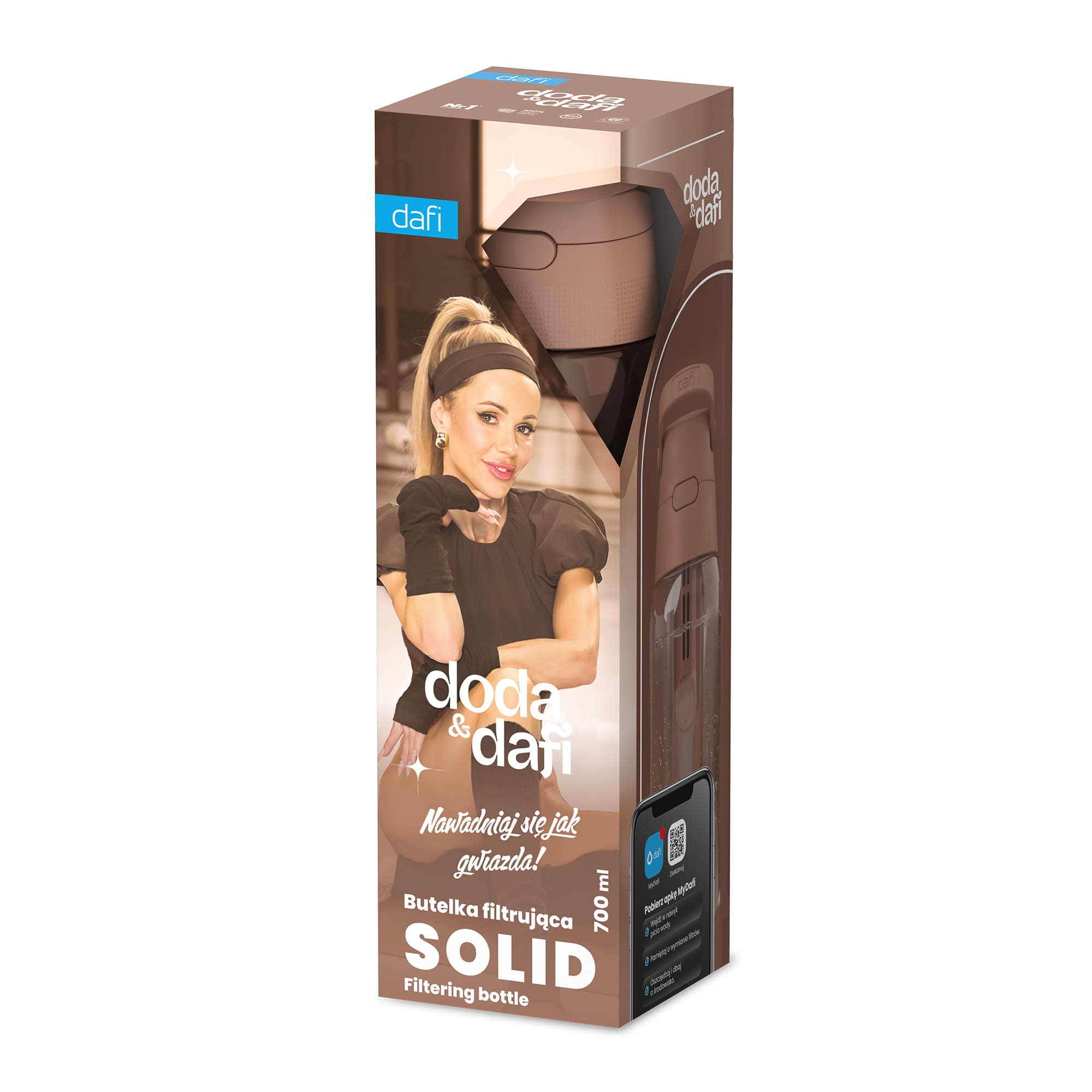 Butelka Filtrująca Dafi Solid DODA 0,7 Mocha Mousse Barwiona z Filtrem