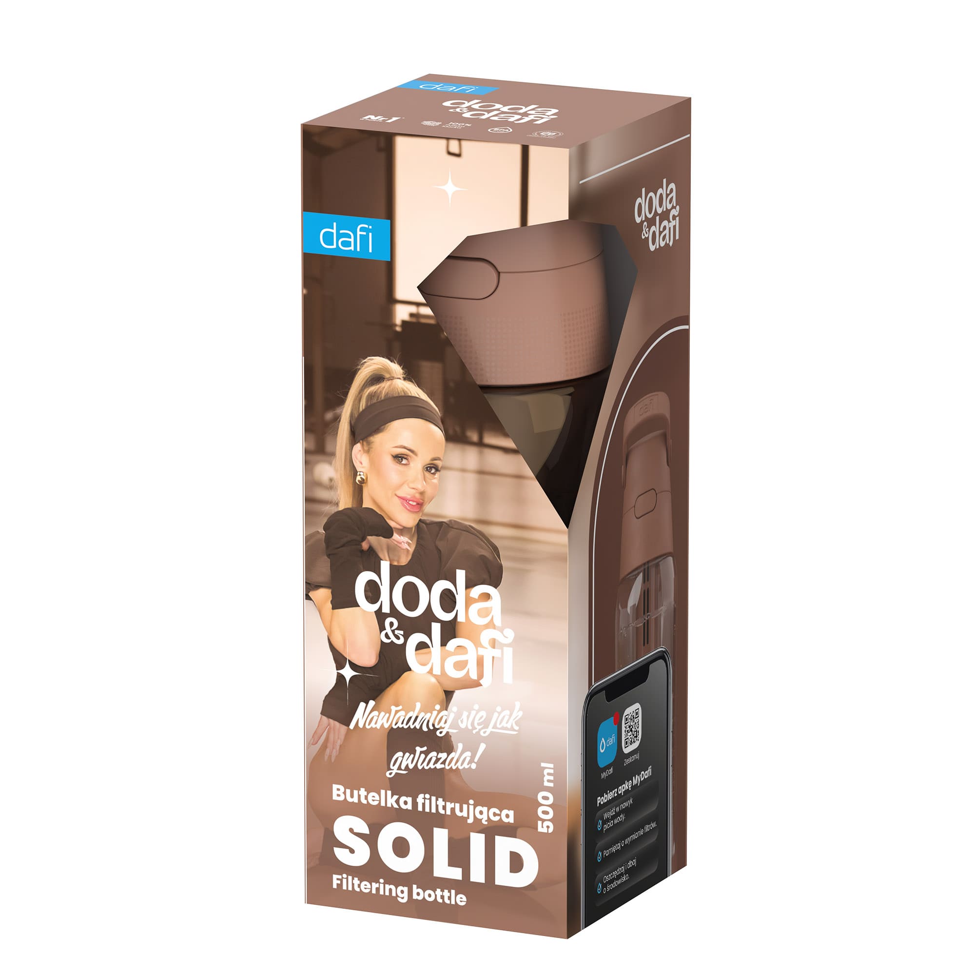 Butelka Filtrująca Dafi Solid DODA 0,5 Mocha Mousse Barwiona z Filtrem