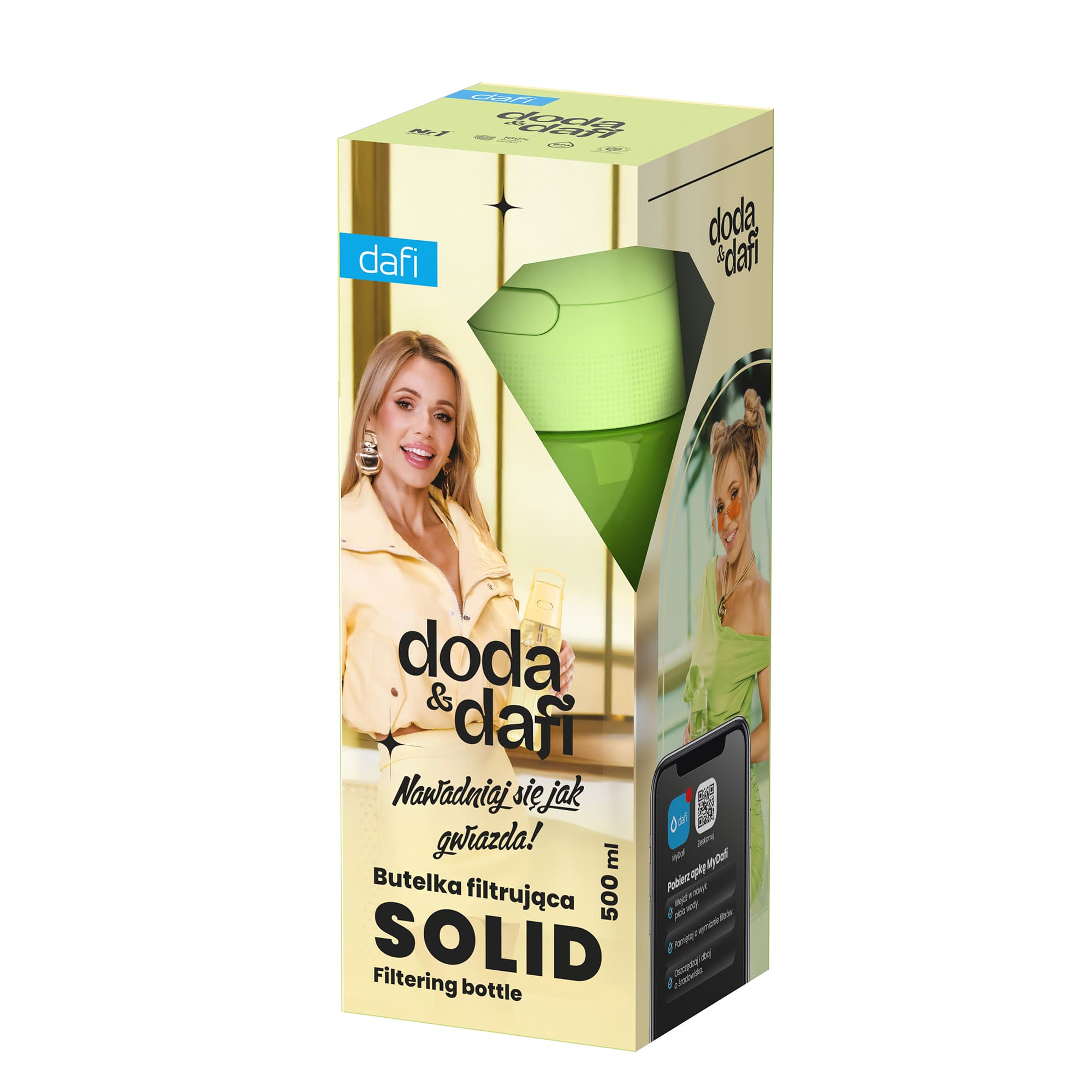 Butelka Filtrująca Dafi Solid DODA 0,5 Pistacjowa Barwiona z Filtrem