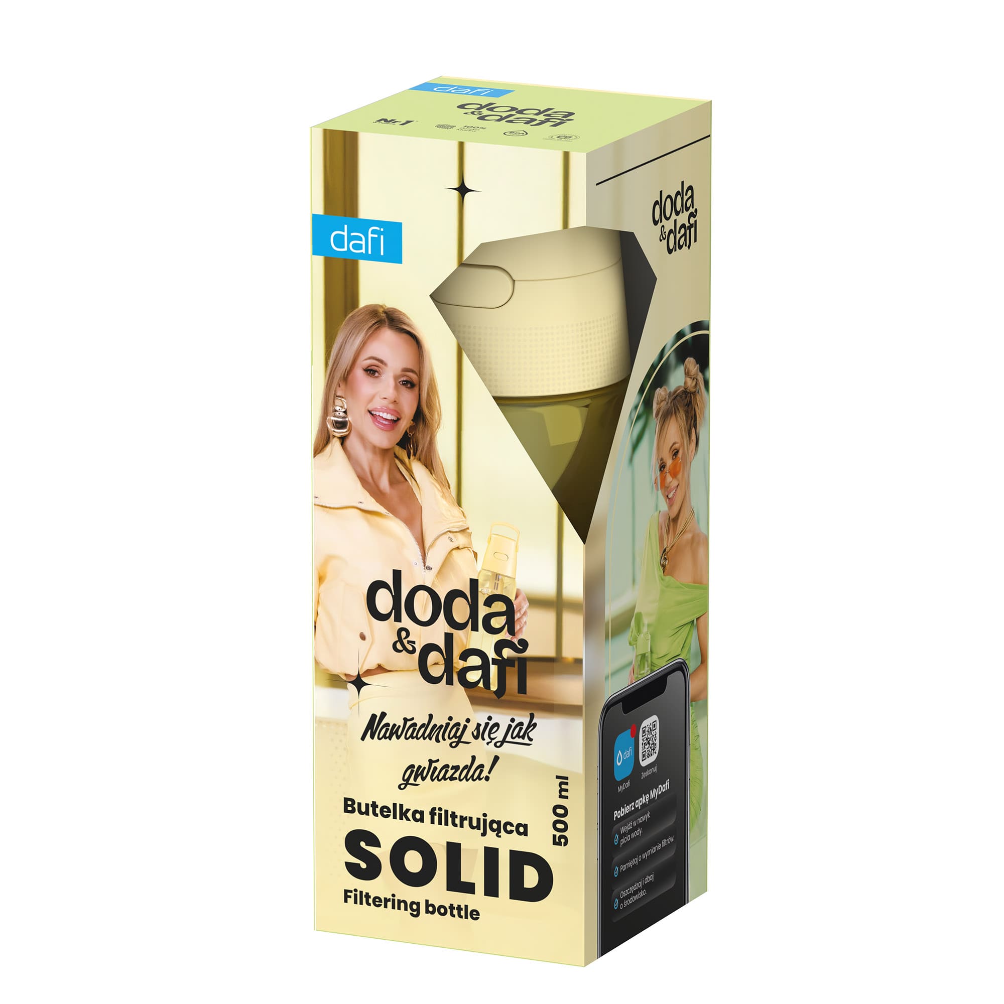 Butelka Filtrująca Dafi Solid DODA 0,5 Yellow Butter Barwiona z Filtrem