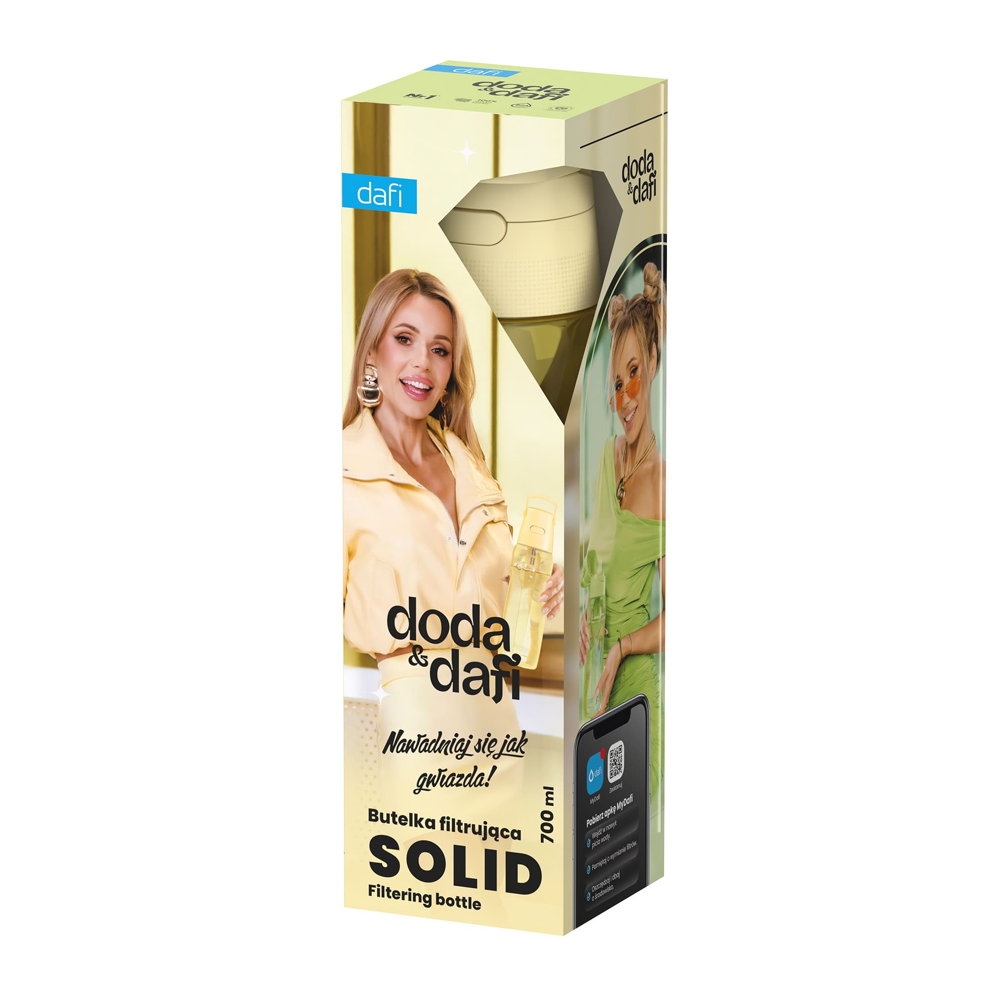 Butelka Filtrująca Dafi Solid DODA 0,7 Yellow Butter Barwiona z Filtrem