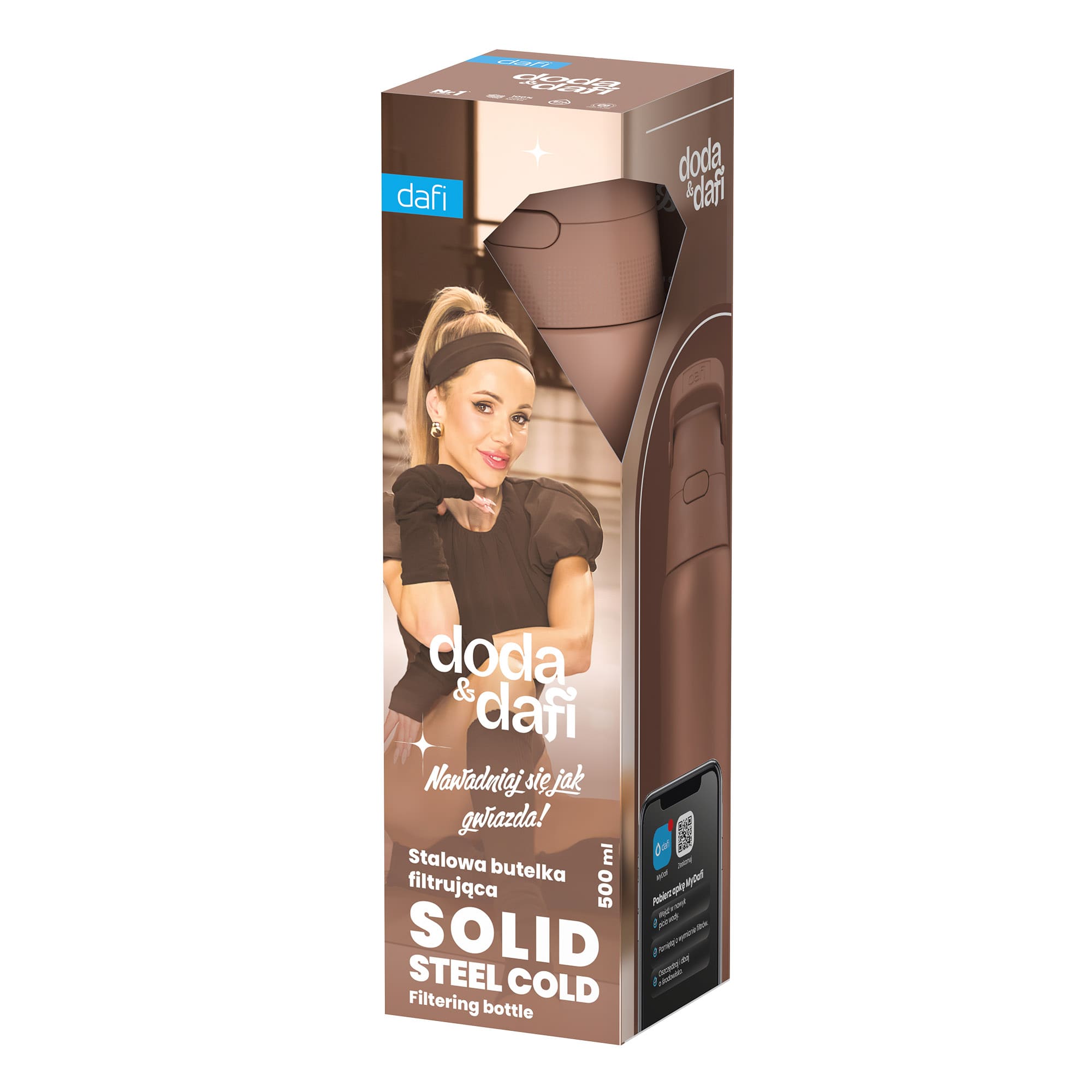 Butelka Filtrująca Dafi Solid Steeel Cold DODA 0,5 Mocha Mousse