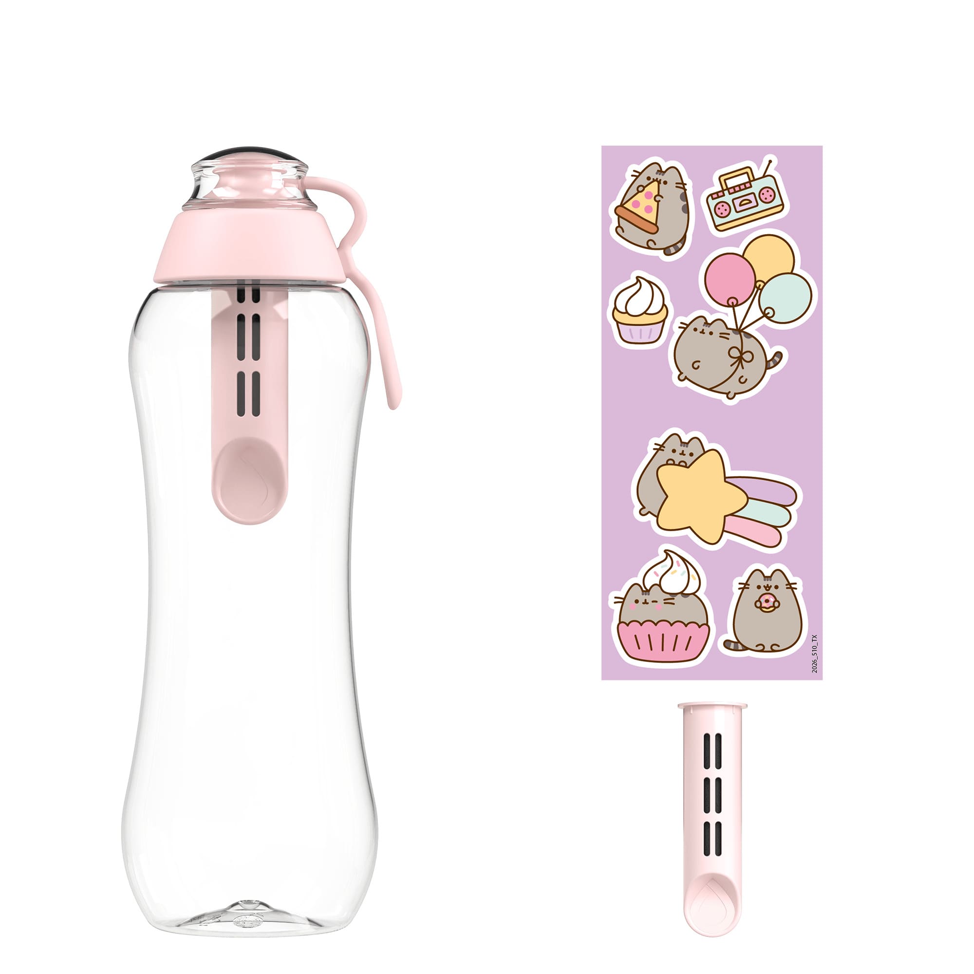 Butelka Filtrująca Dafi x PUSHEEN SOFT 0,5 2x Filtr Baby Pink naklejki