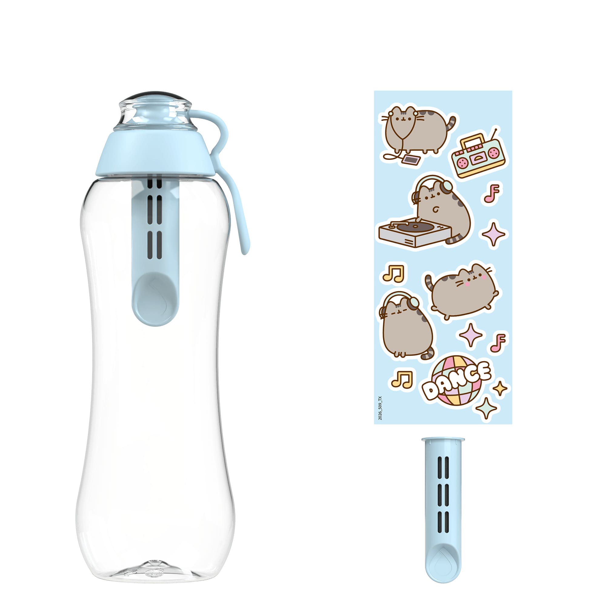 Butelka Filtrująca Dafi x PUSHEEN SOFT 0,5 2x Filtr Dove Blue naklejki