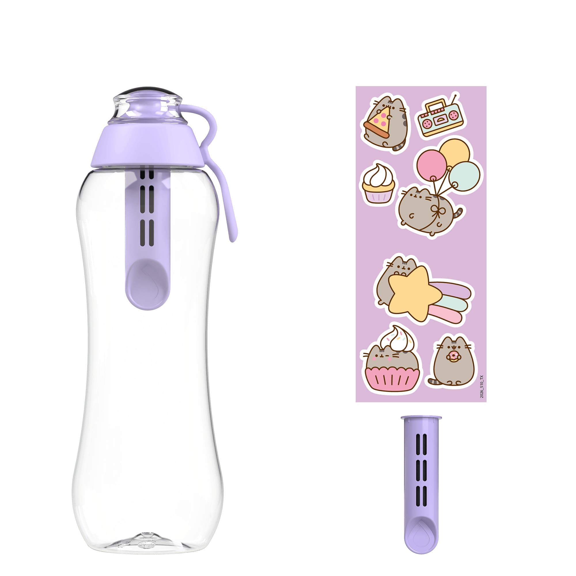 Butelka Filtrująca Dafi x PUSHEEN SOFT 0,5 2x Filtr Lavender naklejki