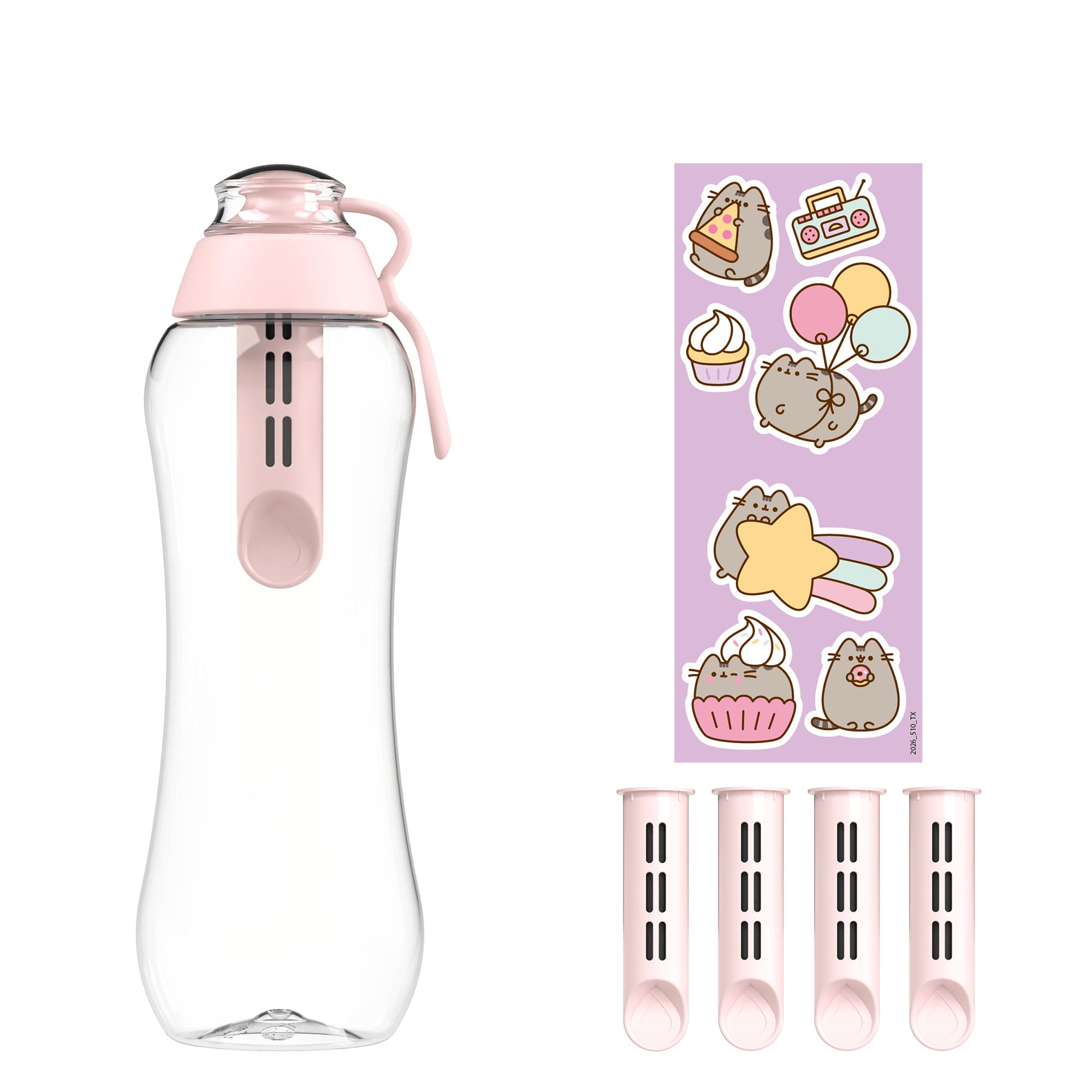Butelka Filtrująca Dafi x PUSHEEN SOFT 0,5 5x Filtr Baby Pink naklejki