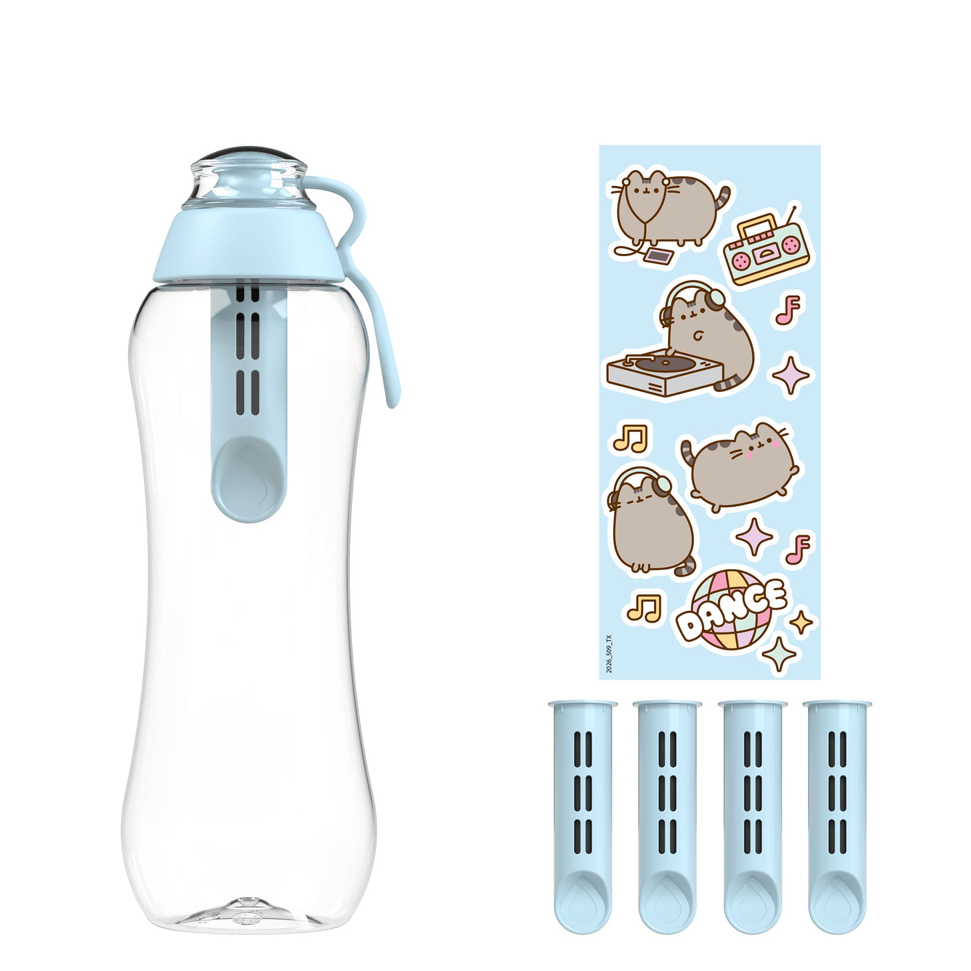 Butelka Filtrująca Dafi x PUSHEEN SOFT 0,5 5x Filtr Dove Blue naklejki