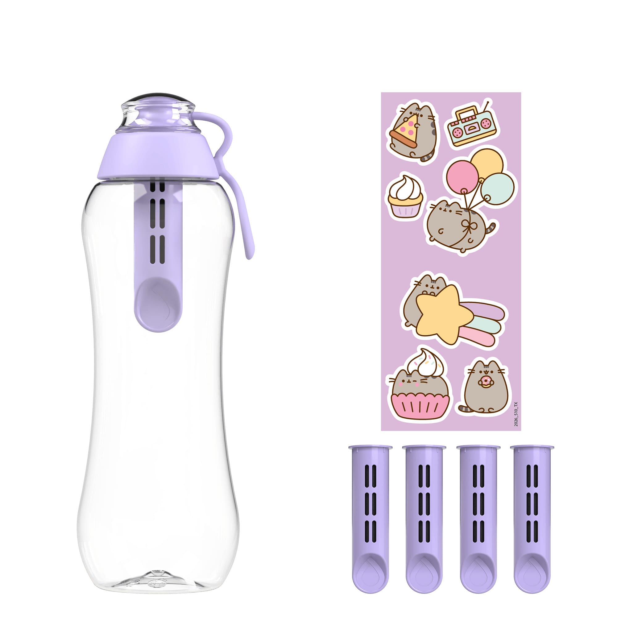 Butelka Filtrująca Dafi x PUSHEEN SOFT 0,5 5x Filtr Lavender naklejki
