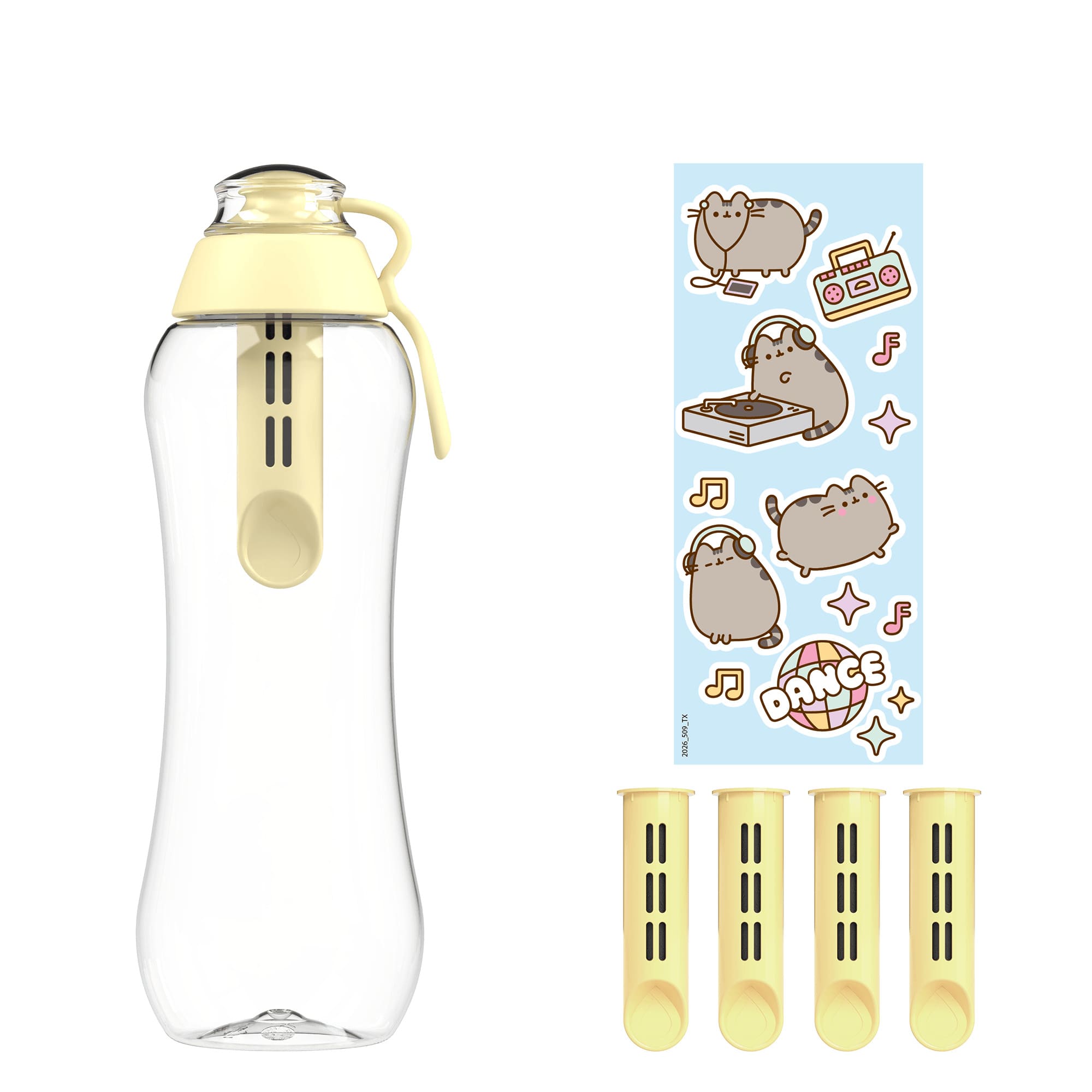 Butelka Filtrująca Dafi x PUSHEEN SOFT 0,5 2x Filtr Yellow naklejki