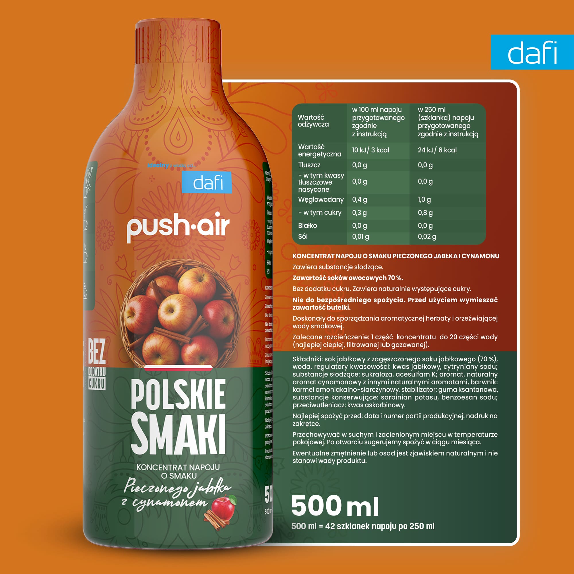 Syrop PushAir o smaku pieczonego jabłka i pomarańczy