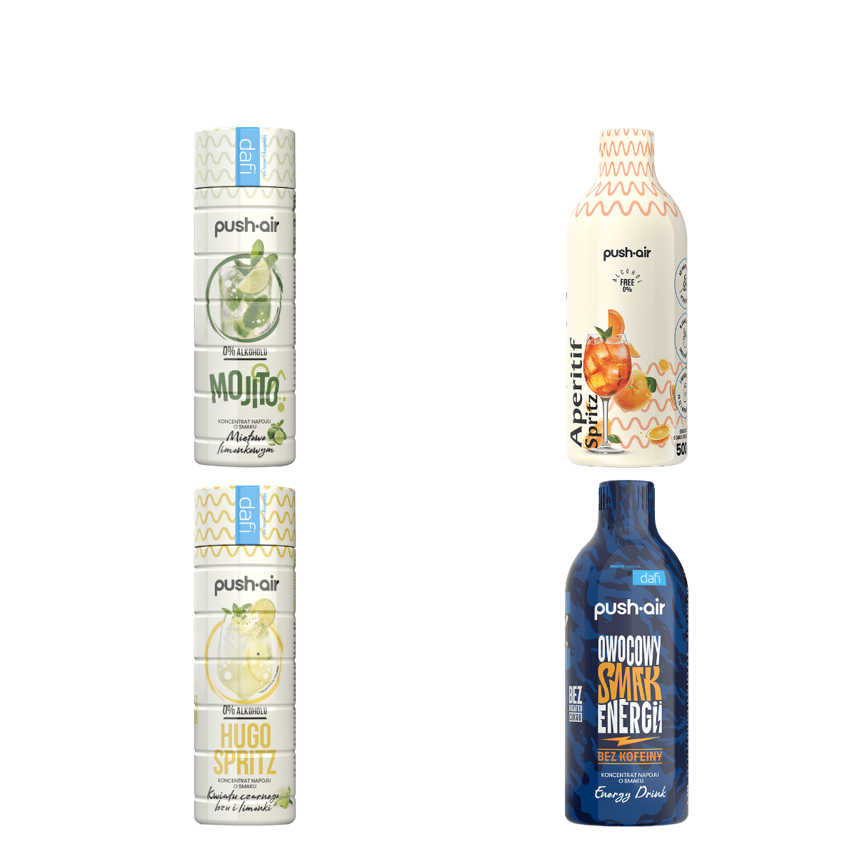 Dafi | syropy do Pushair APERITIF SPRITZ, MOJITO, HUGO SPRITZ, ENERGY