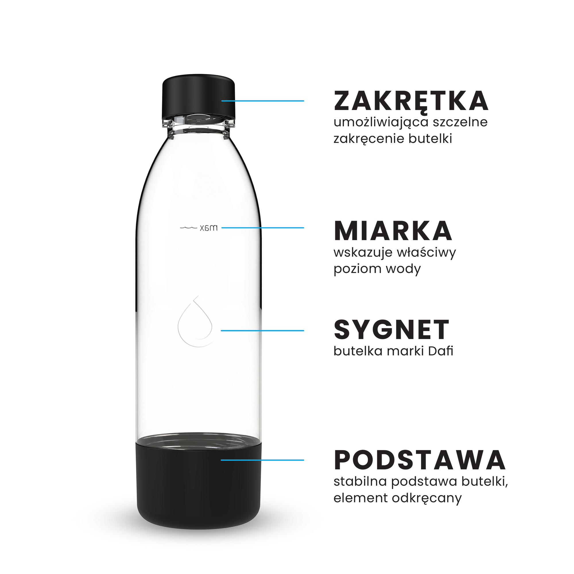 PushAir butelka do saturatora Dafi 0,5 l - biała
