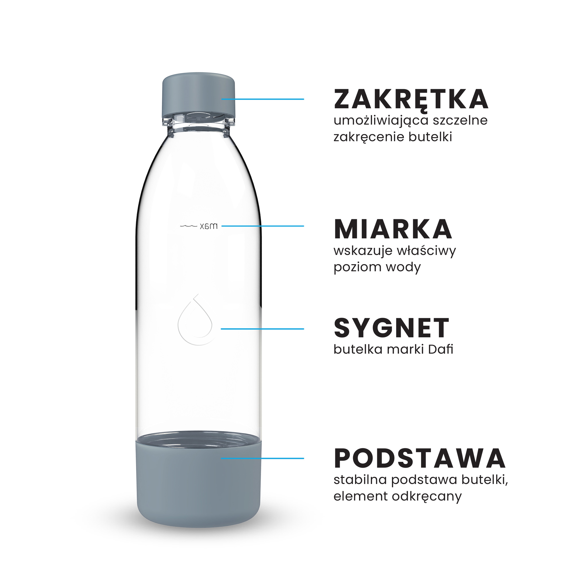 PushAir butelka do saturatora Dafi 0,5 l - stalowa