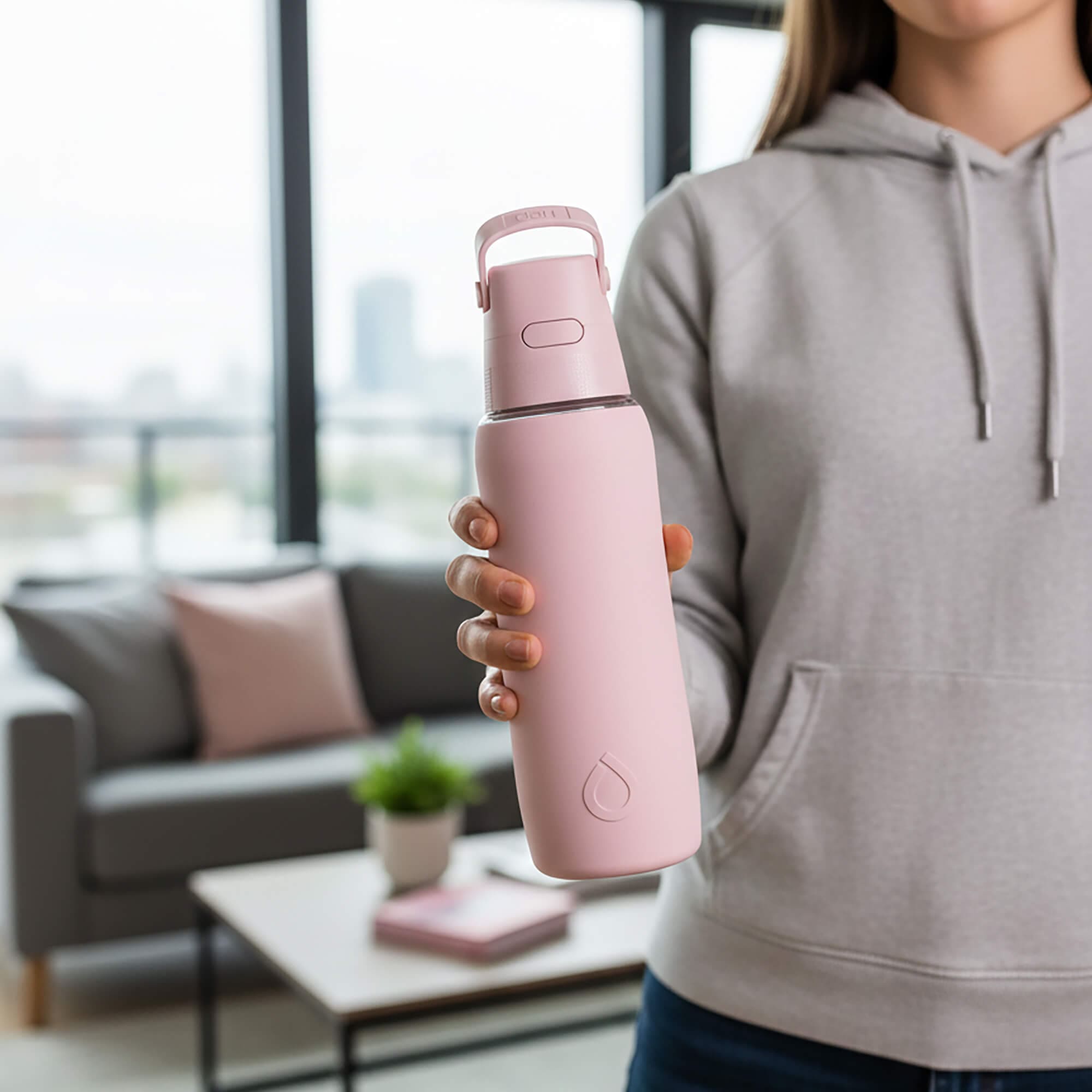 Szklana Butelka Filtrująca Dafi GLASS SiliconeFit 0,6 Baby Pink z Filtrem